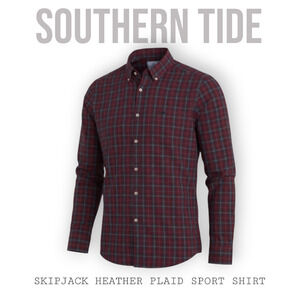 NWT Southern Tide Skipjack Heather Plaid Sportshirt Button-Down Chianti S, M